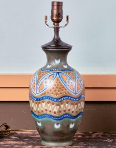 Vintage Art Nouveau Gouda Vase as Table Lamp