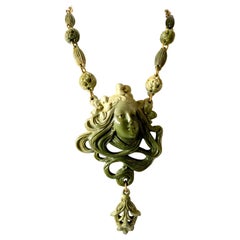 Vintage Art Nouveau Lady Necklace 
