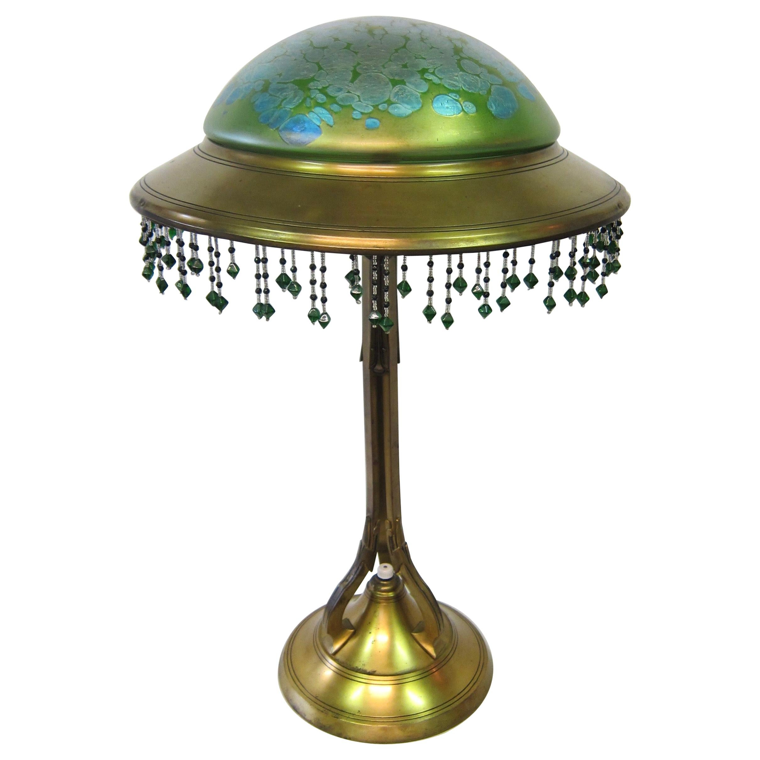 Vintage Art Nouveau Loetz Table Lamp