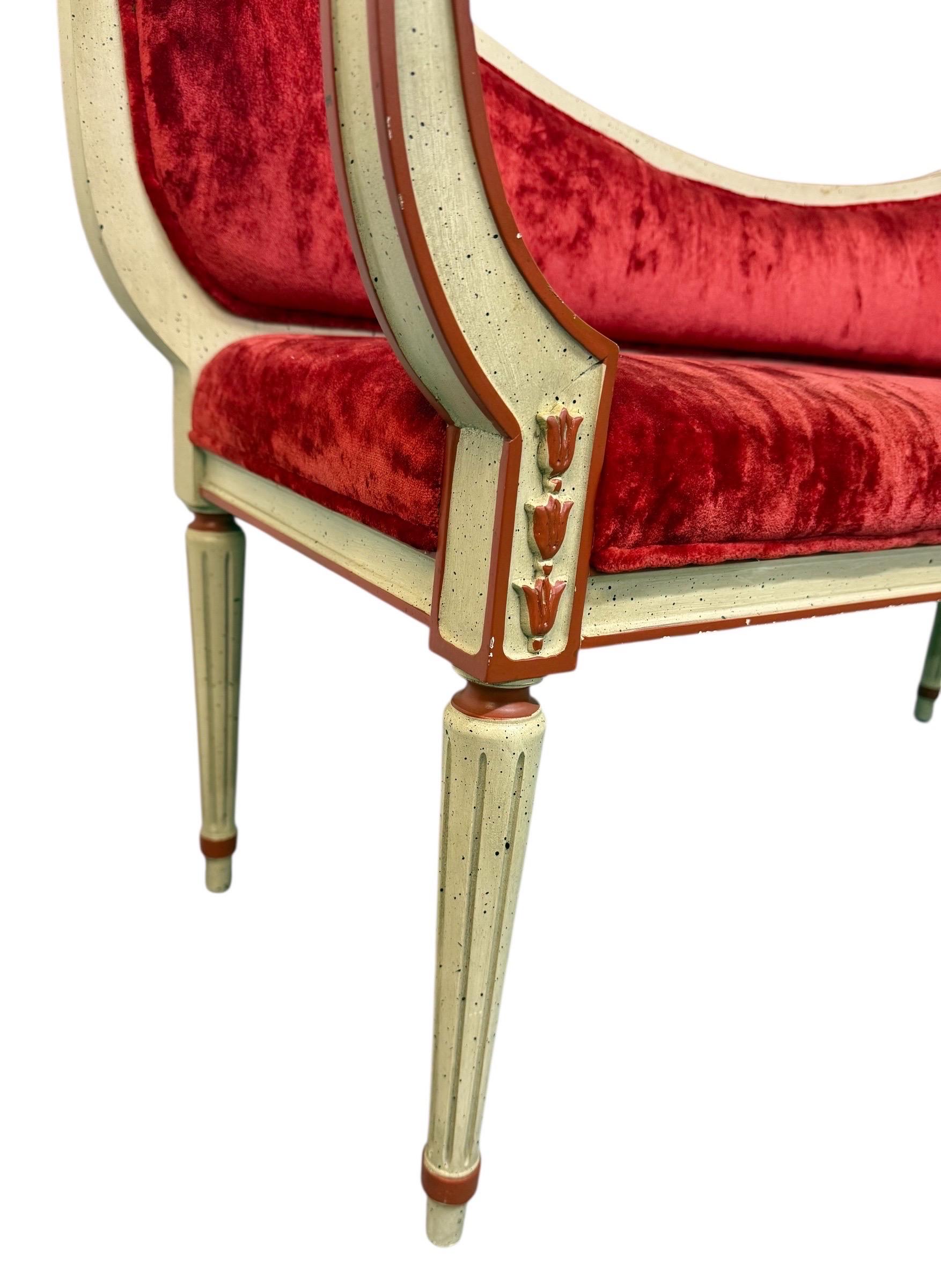 Tappezzeria Vintage Art Nouveau Louis XVI Style Upholstering Rosso in vendita