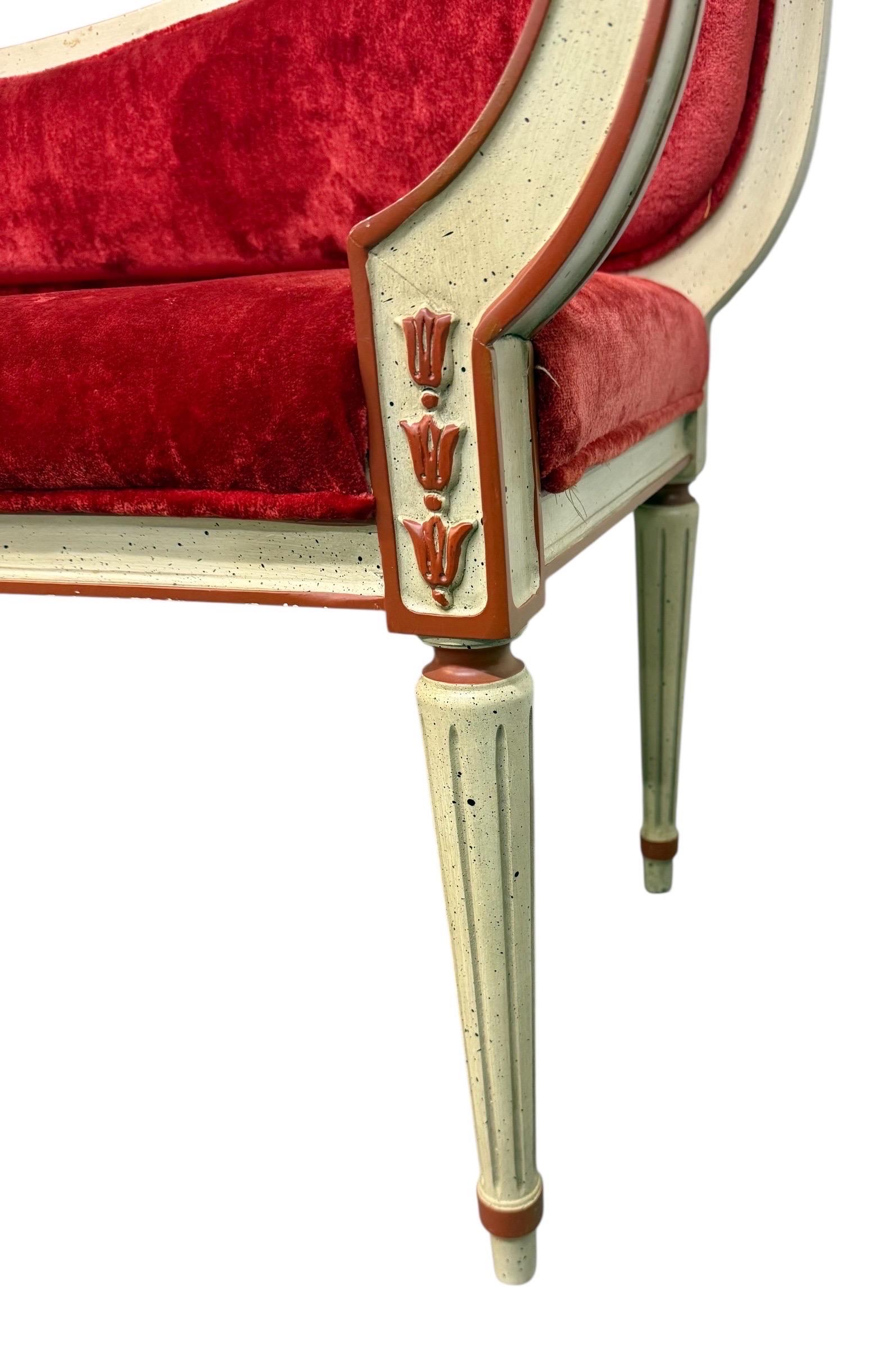 Vintage Art Nouveau Louis XVI Style Upholstering Rosso in vendita 1