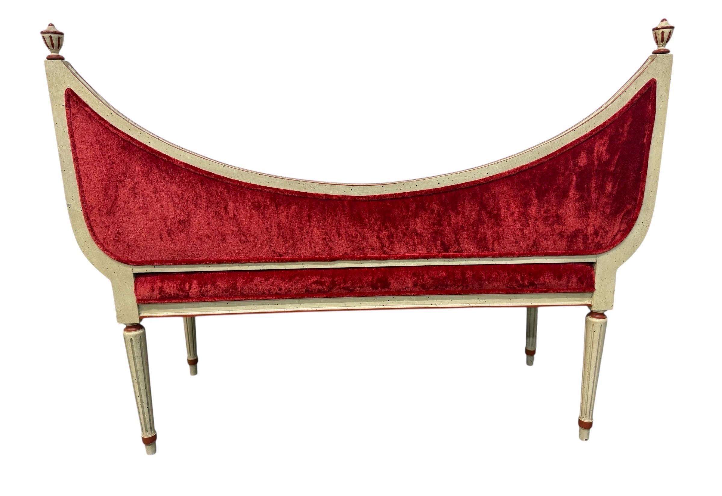Vintage Art Nouveau Louis XVI Style Upholstering Rosso in vendita 2