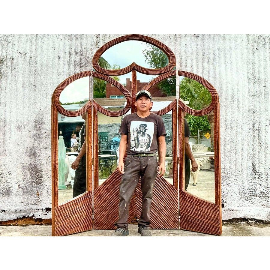 Paravento monumentale d'epoca in stile Art Reed Foldes In condizioni buone in vendita a west palm beach, FL