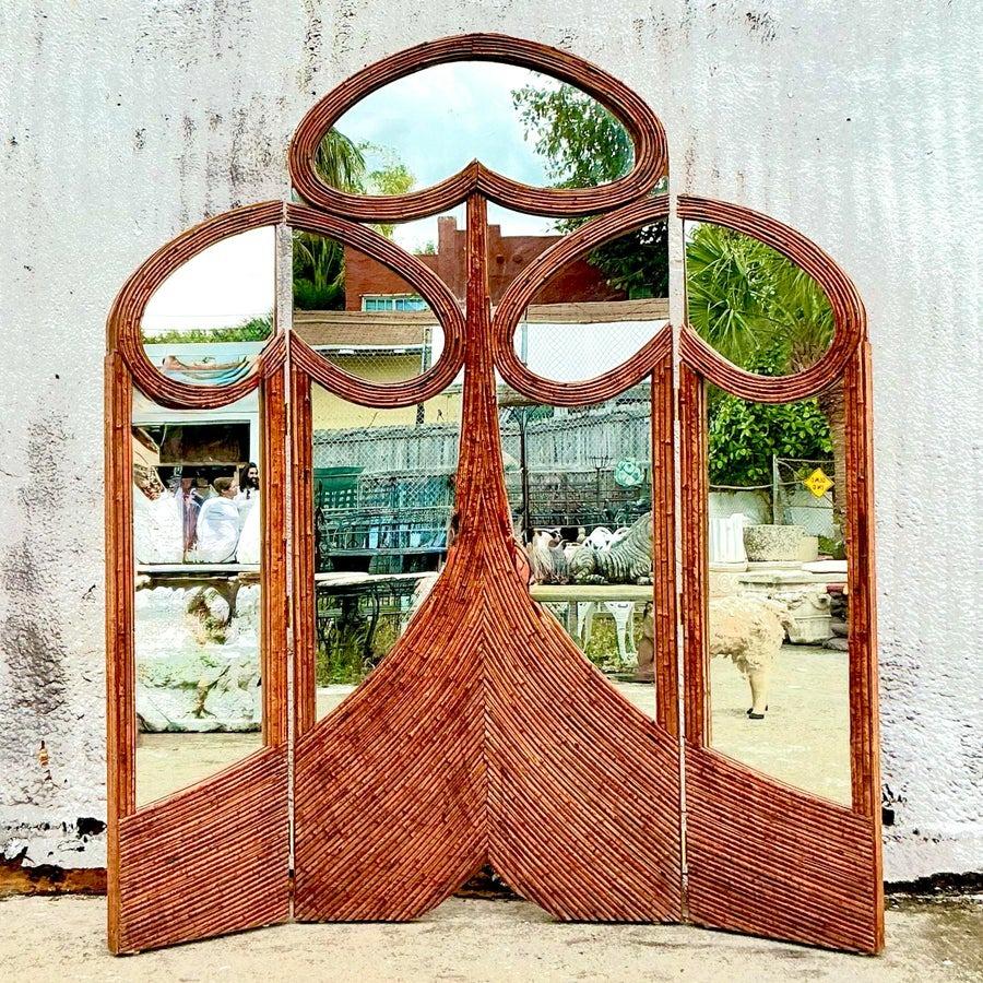 Paravento monumentale d'epoca in stile Art Reed Foldes in vendita 2