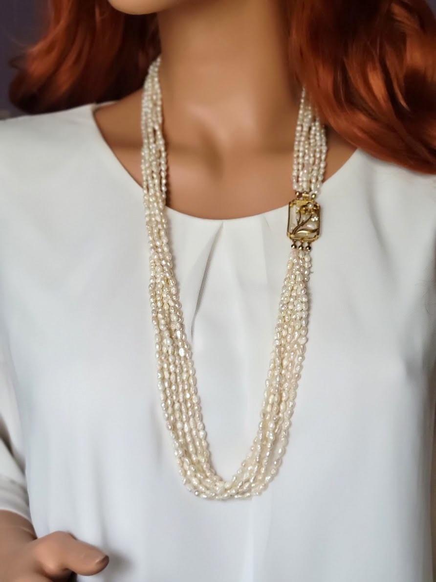 multi strand rice pearl necklace
