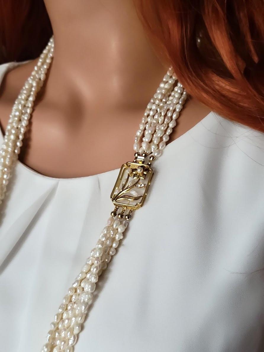 Vintage Jugendstil Perle Multi-Strand-Halskette im Zustand „Hervorragend“ im Angebot in Chesterland, OH