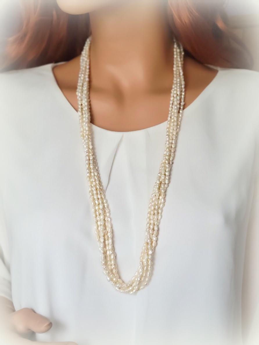 Vintage Jugendstil Perle Multi-Strand-Halskette im Angebot 2