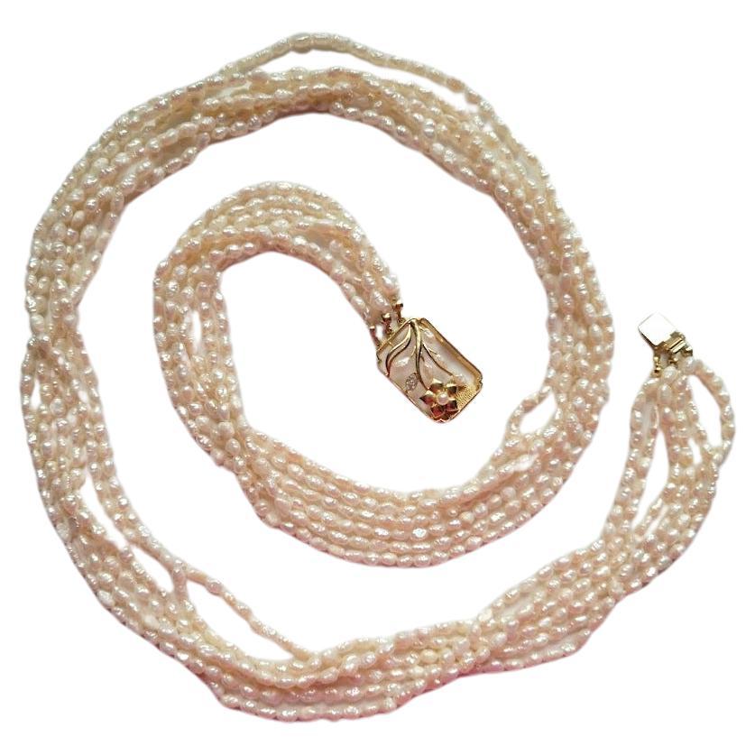 Vintage Jugendstil Perle Multi-Strand-Halskette im Angebot