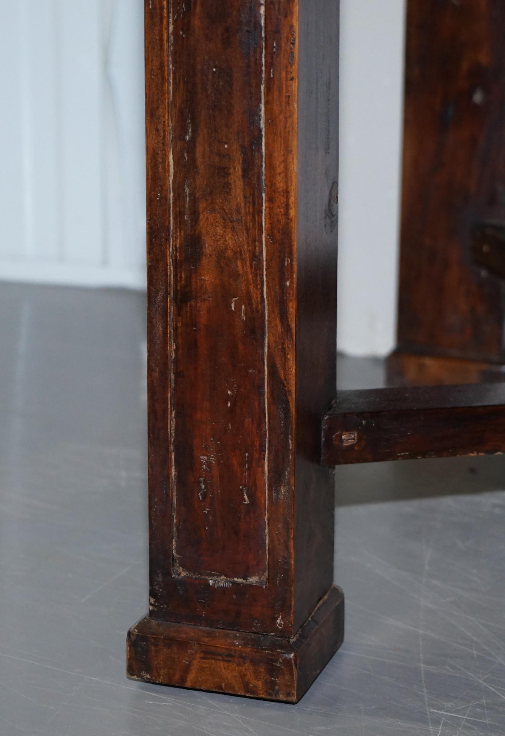 Vintage Art Nouveau Refectory Hayrake Dining Table with Beautiful Carved Legs For Sale 3