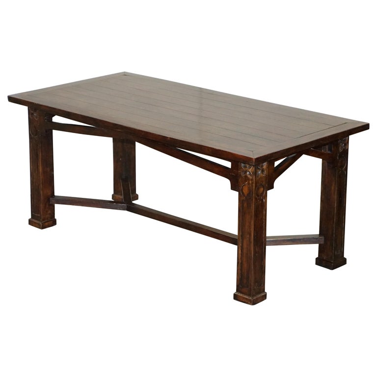 Vintage Art Nouveau Refectory Hayrake Dining Table with Beautiful ...