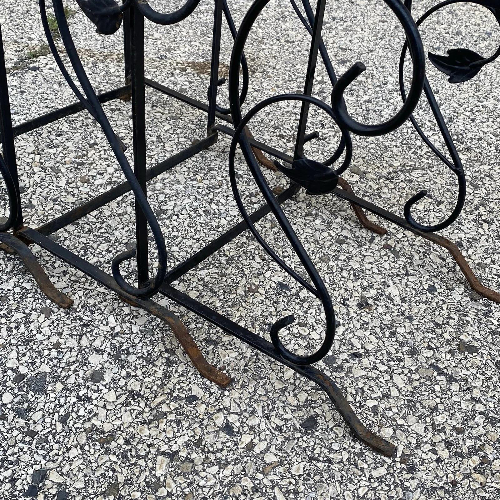 20th Century Vintage Art Nouveau Salterini Wrought Iron Garden Nesting Side Tables - 3 Pc Set For Sale