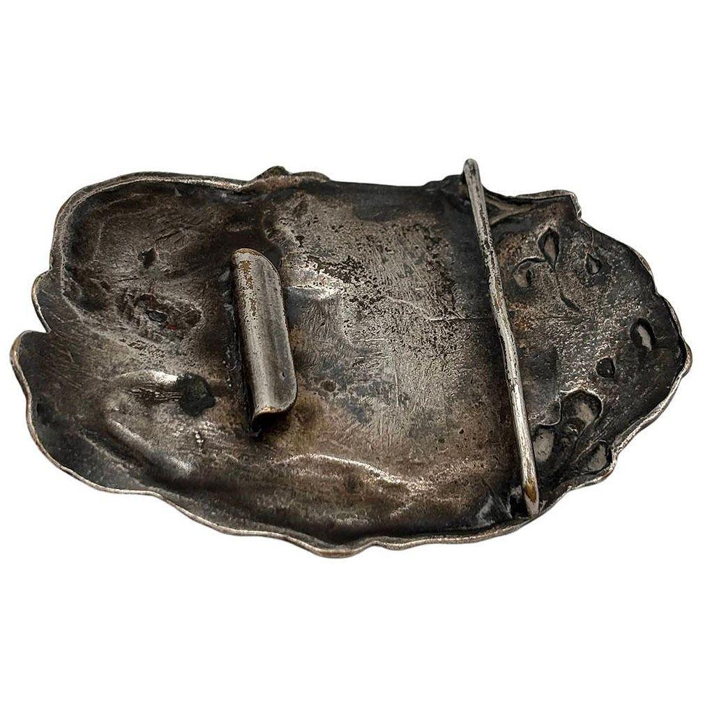 Fibbia da cintura vintage in ottone placcato argento con ritratto femminile In condizioni ottime in vendita a Van Nuys, CA