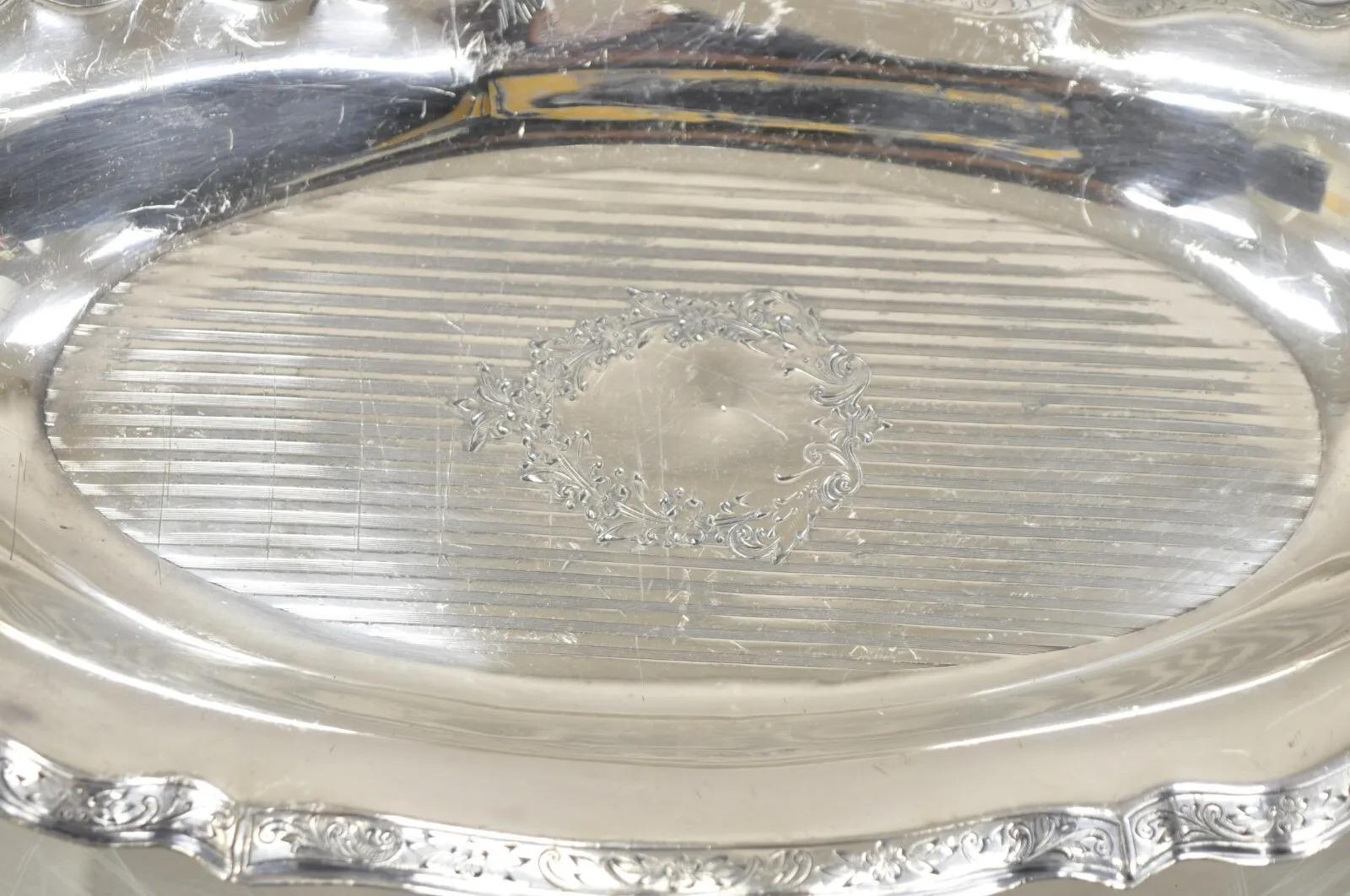 Vintage Art Nouveau Silver Plated Oval Trinket Dish Candy Dish Tray For Sale 3