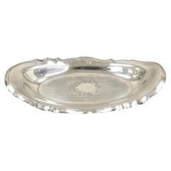 Antique Art Nouveau Silver Plated Oval Trinket Dish Candy Dish Tray