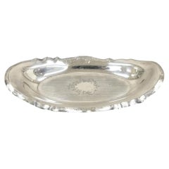 Vintage Art Nouveau Silver Plated Oval Trinket Dish Candy Dish Tray