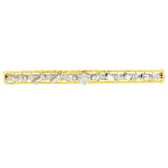 Vintage Art Nouveau Straight Bar Diamond Yellow Gold Brooch