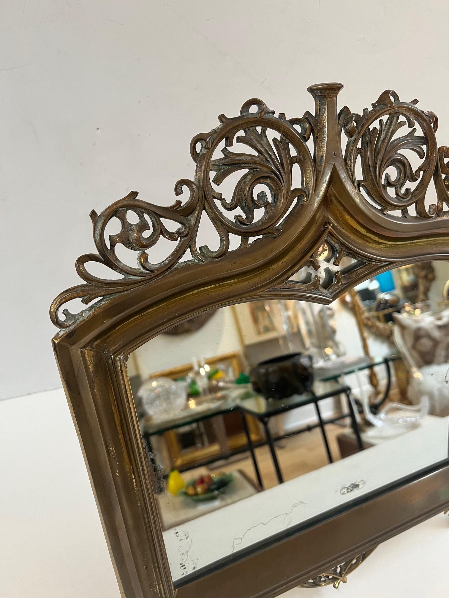 Vintage Art Nouveau Style Beautifully Detailed Brass Mirror