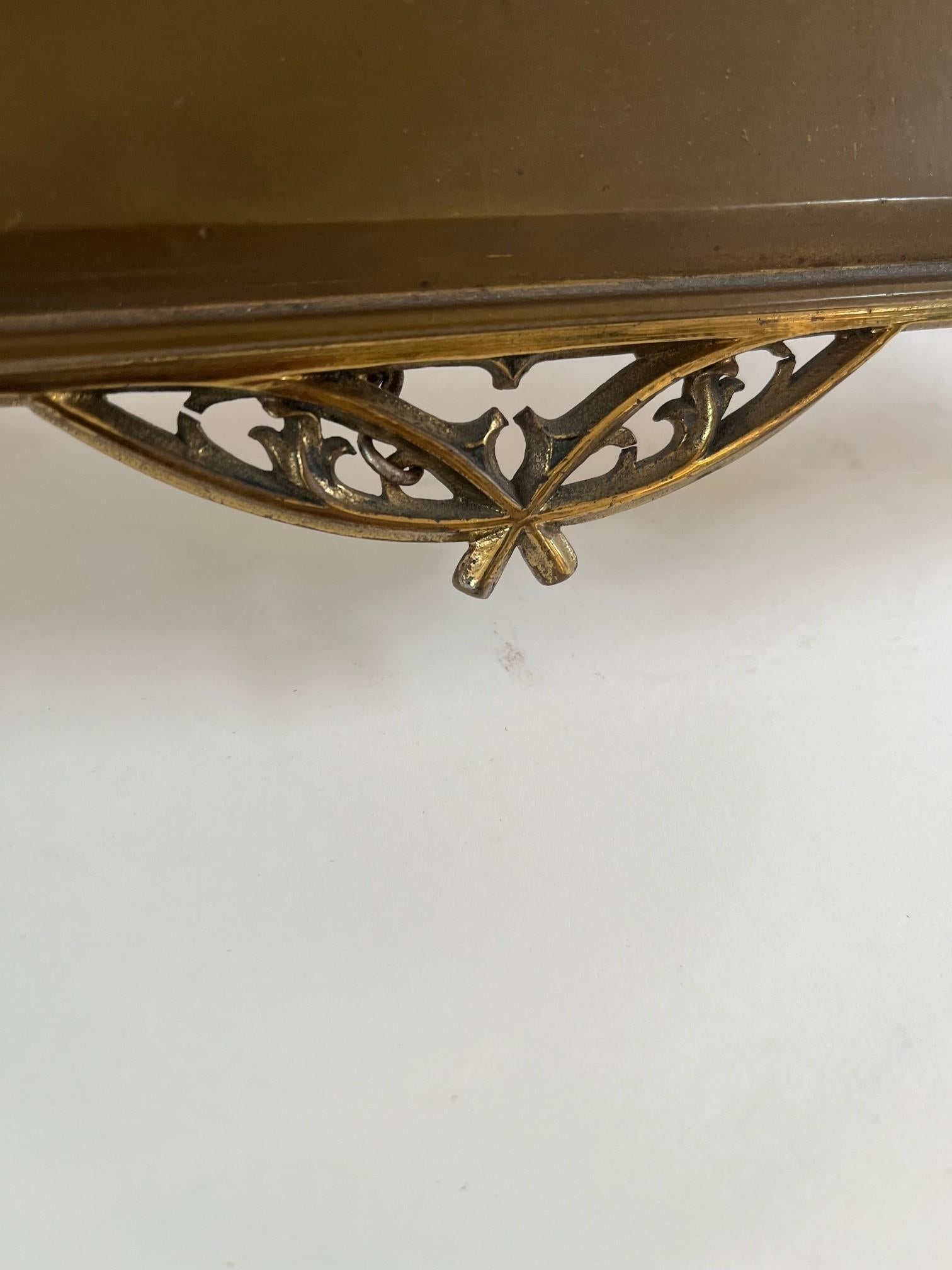 Hand-Crafted Vintage Art Nouveau Style Brass Vanity Mirror For Sale