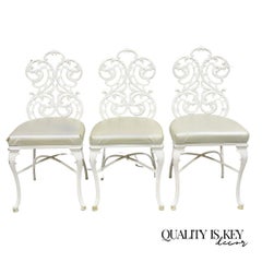 Vintage Art Nouveau Style Cast Aluminum Sunroom Patio Dining Chairs - Set of 3.