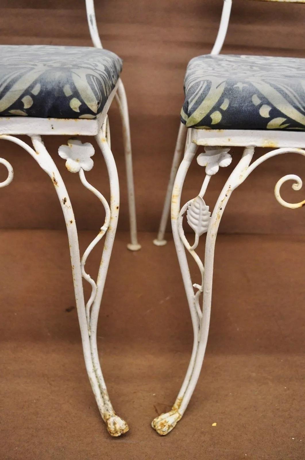 Vintage Art Nouveau Style Floral Wrought Iron Garden Dining Chairs - Set of 4 For Sale 6
