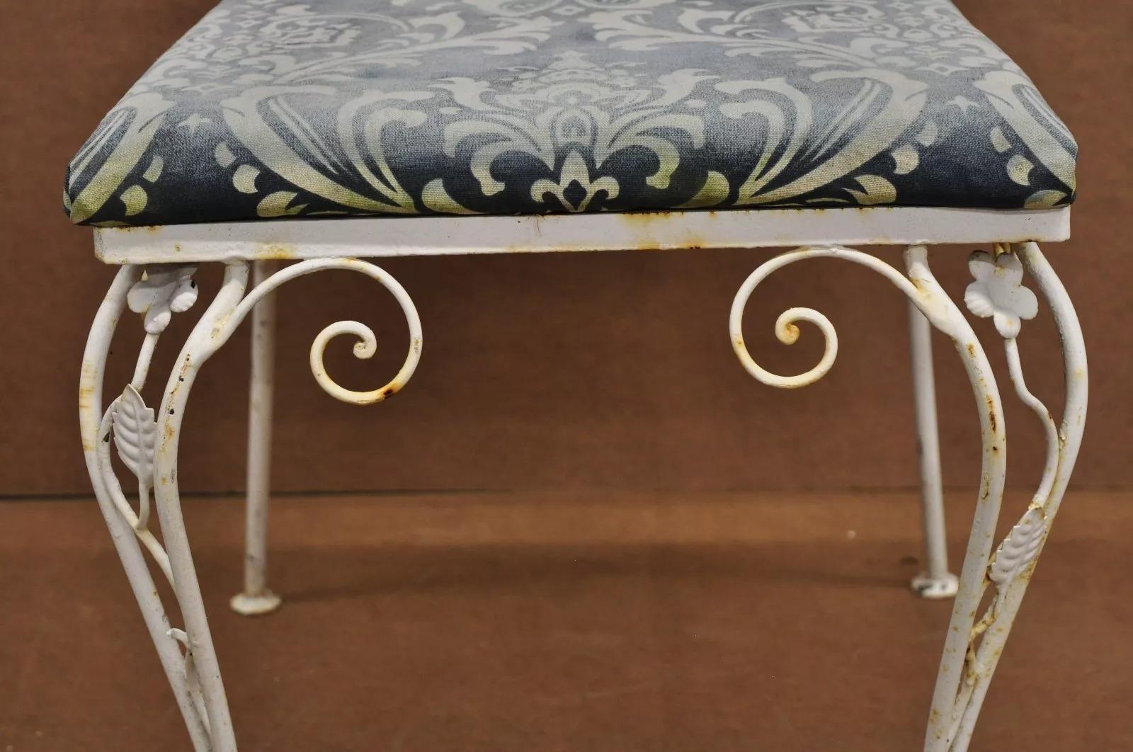 20th Century Vintage Art Nouveau Style Floral Wrought Iron Garden Dining Chairs - Set of 4 For Sale