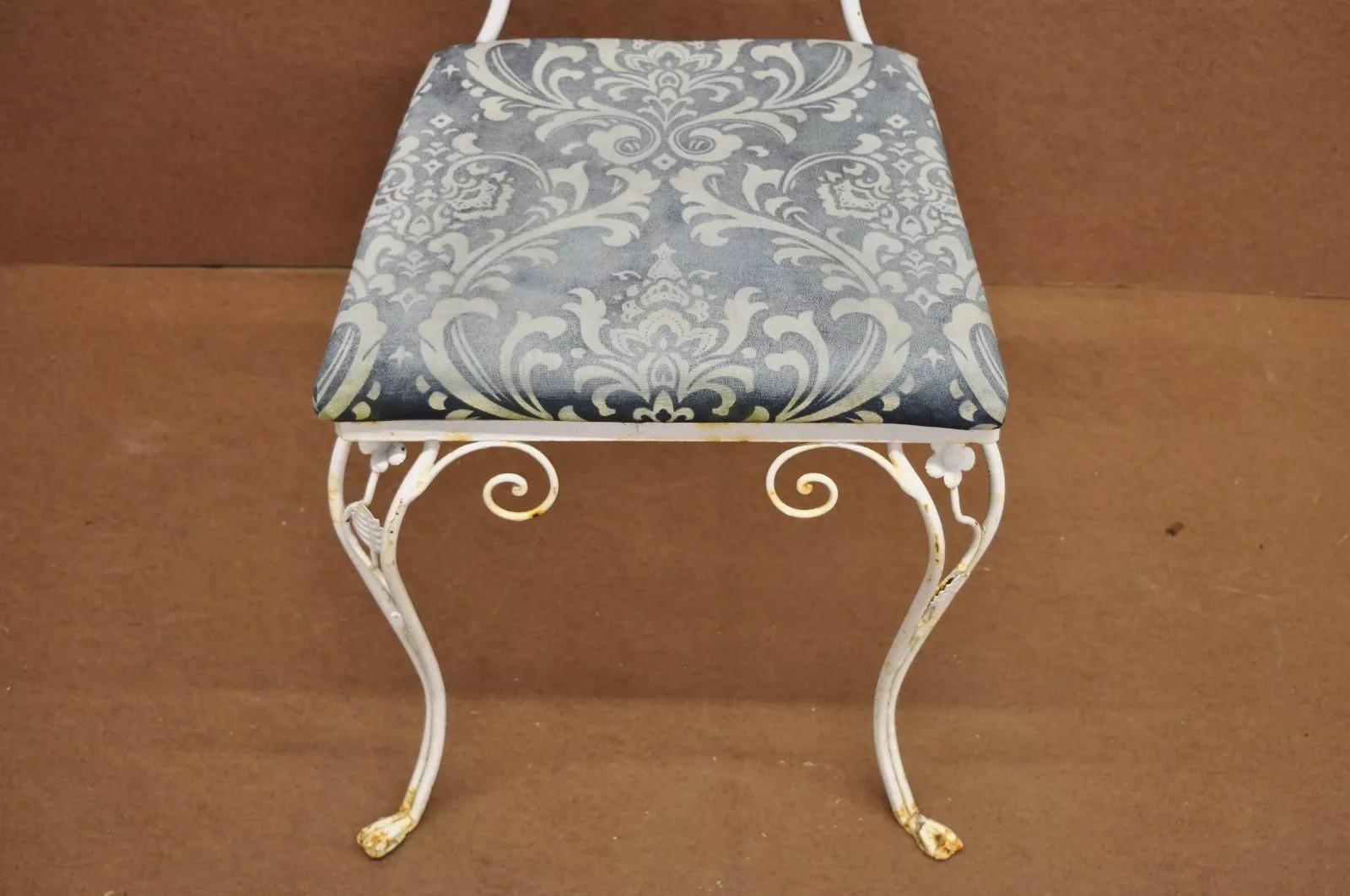 Vintage Art Nouveau Style Floral Wrought Iron Garden Dining Chairs - Set of 4 For Sale 1