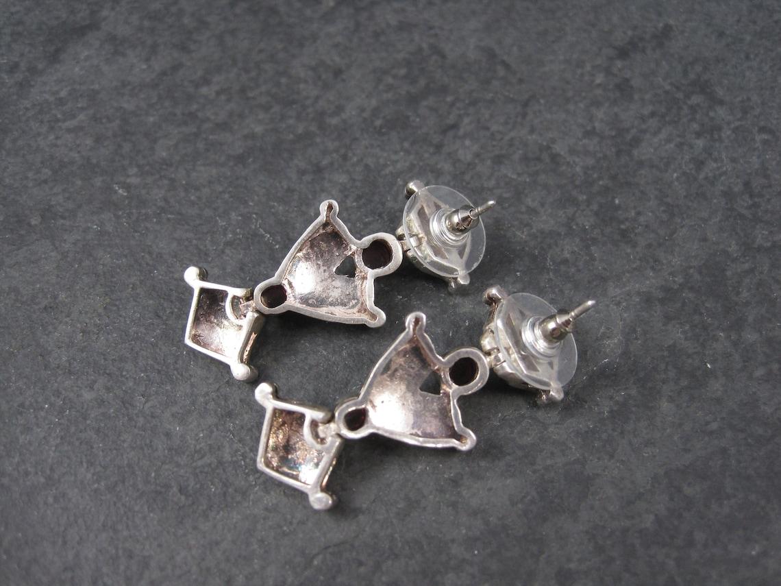 Vintage Art Nouveau Style Garnet Earrings in Sterling Silver For Sale 2
