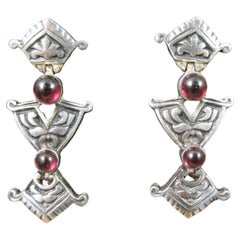 Boucles d'oreilles vintage de style Art Nouveau en argent sterling