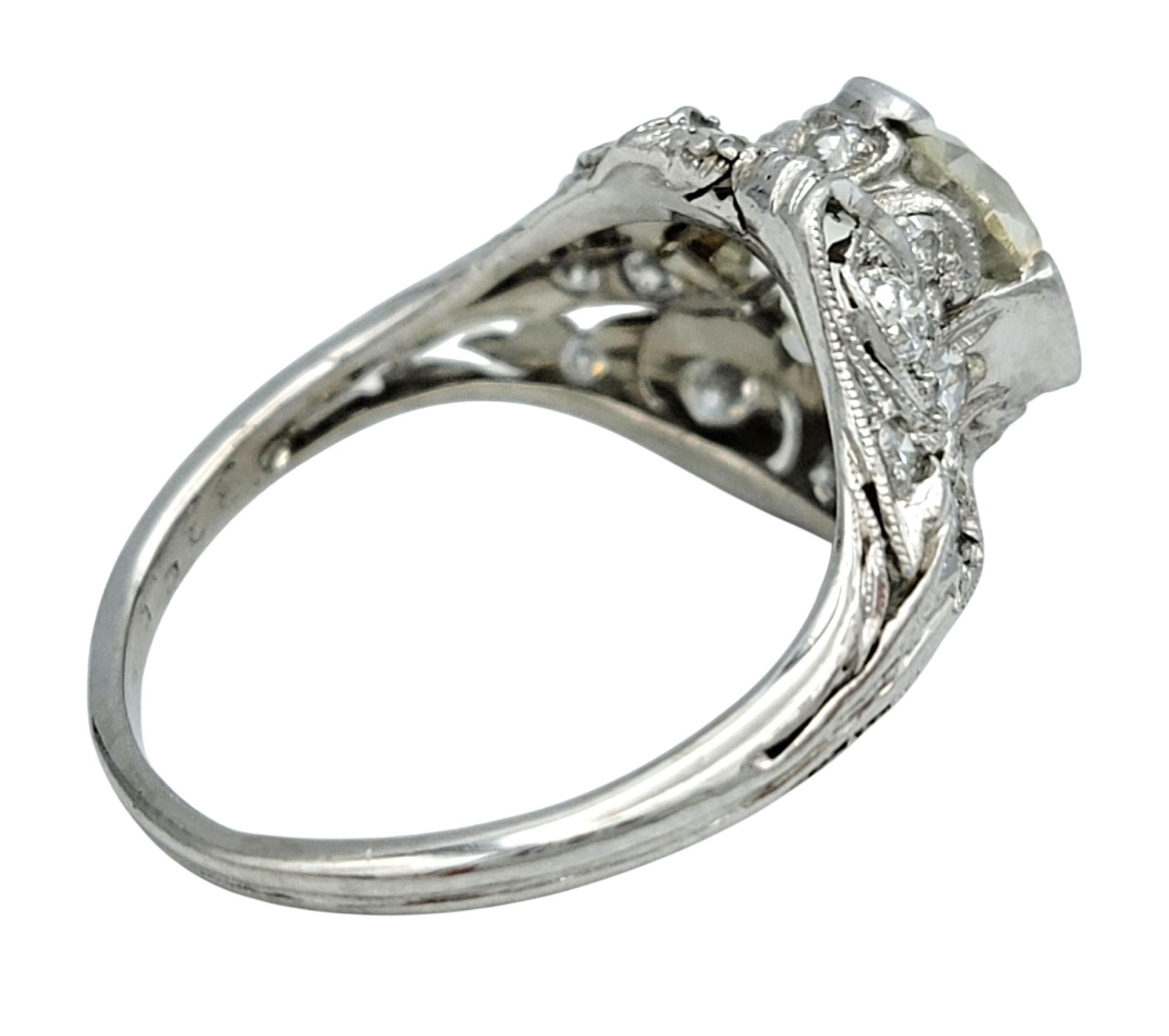 Vintage Art Nouveau Style Old European Cut Diamond Engagement Ring in Platinum im Zustand „Gut“ im Angebot in Scottsdale, AZ