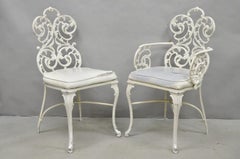 Vintage Art Nouveau Style Trojan Scrolling Cast Aluminum Dining Chairs Set of 4