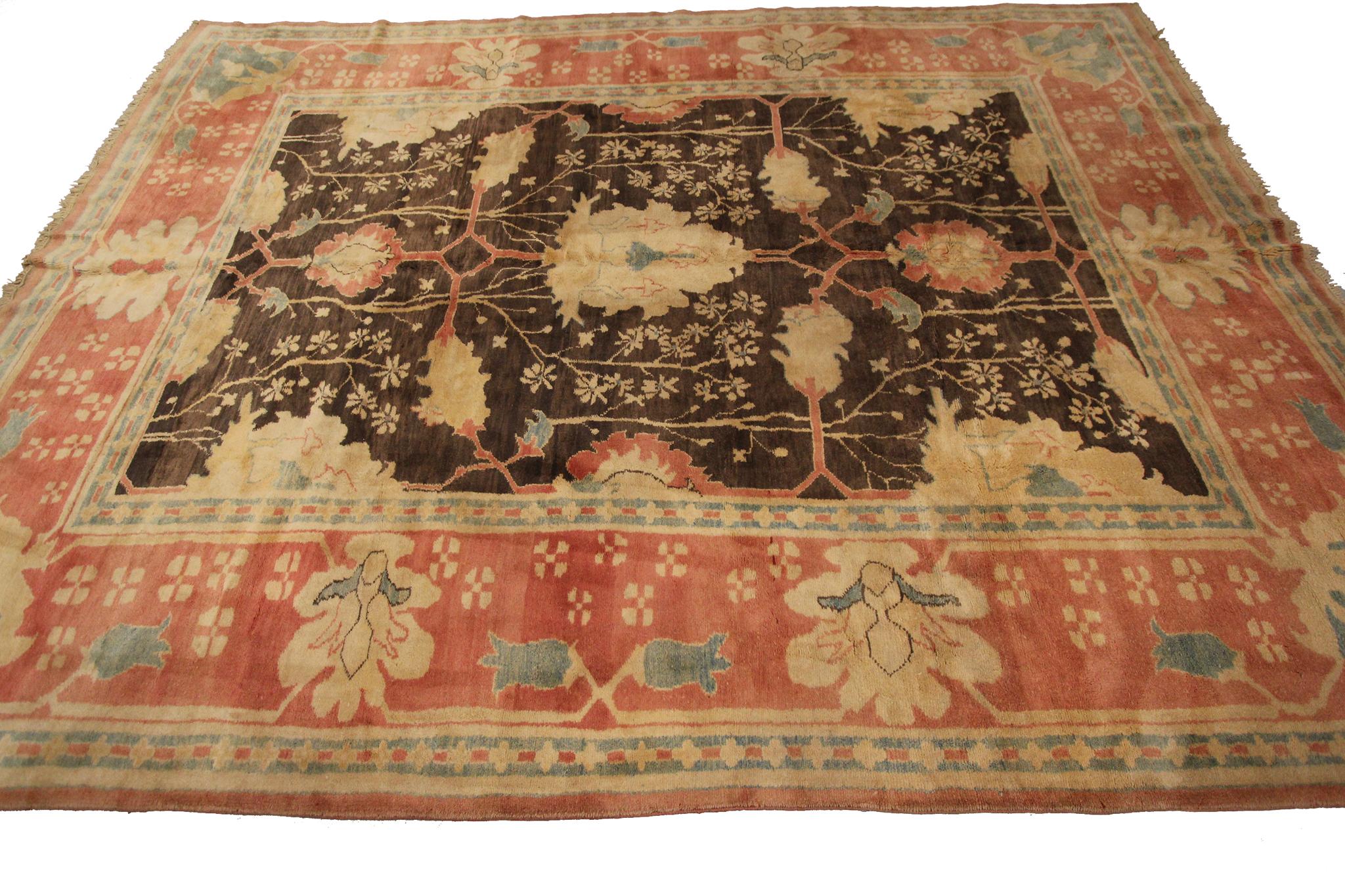 Türkischer Oushak-Teppich im Art nouveau-Stil, 9x12, selten, 259 cm x 356 cm (Handgeknüpft) im Angebot