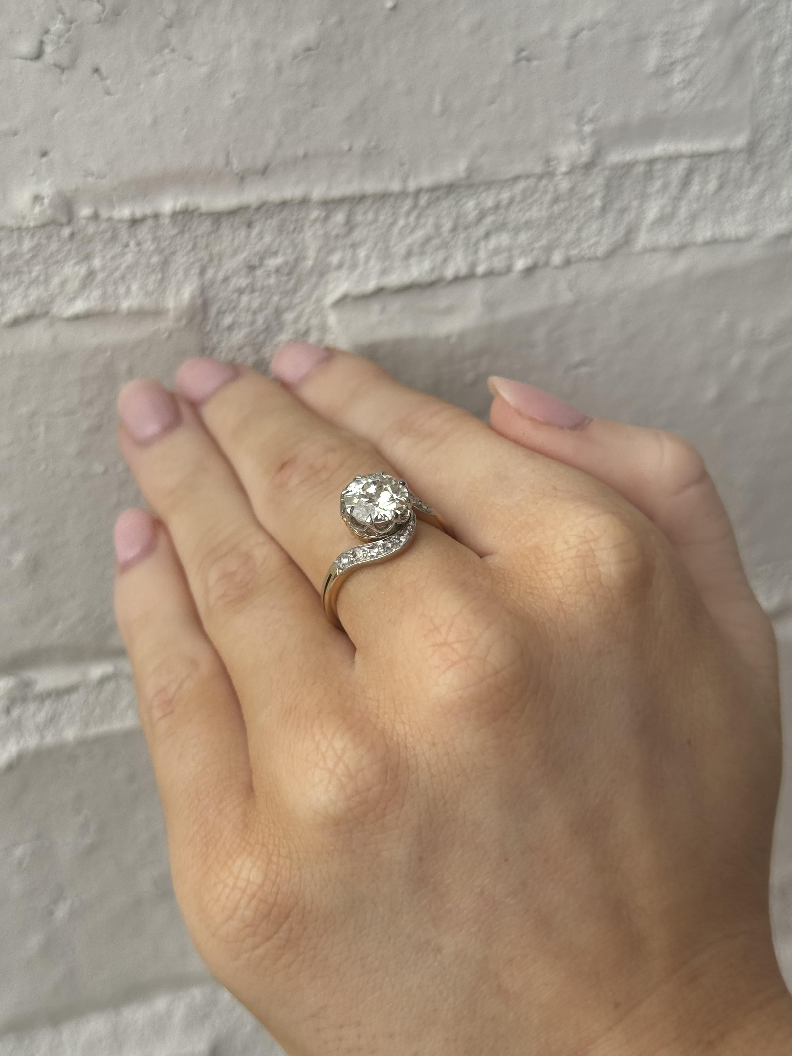 Women's Vintage Art Nouveau Unique Diamond Engagement Ring For Sale