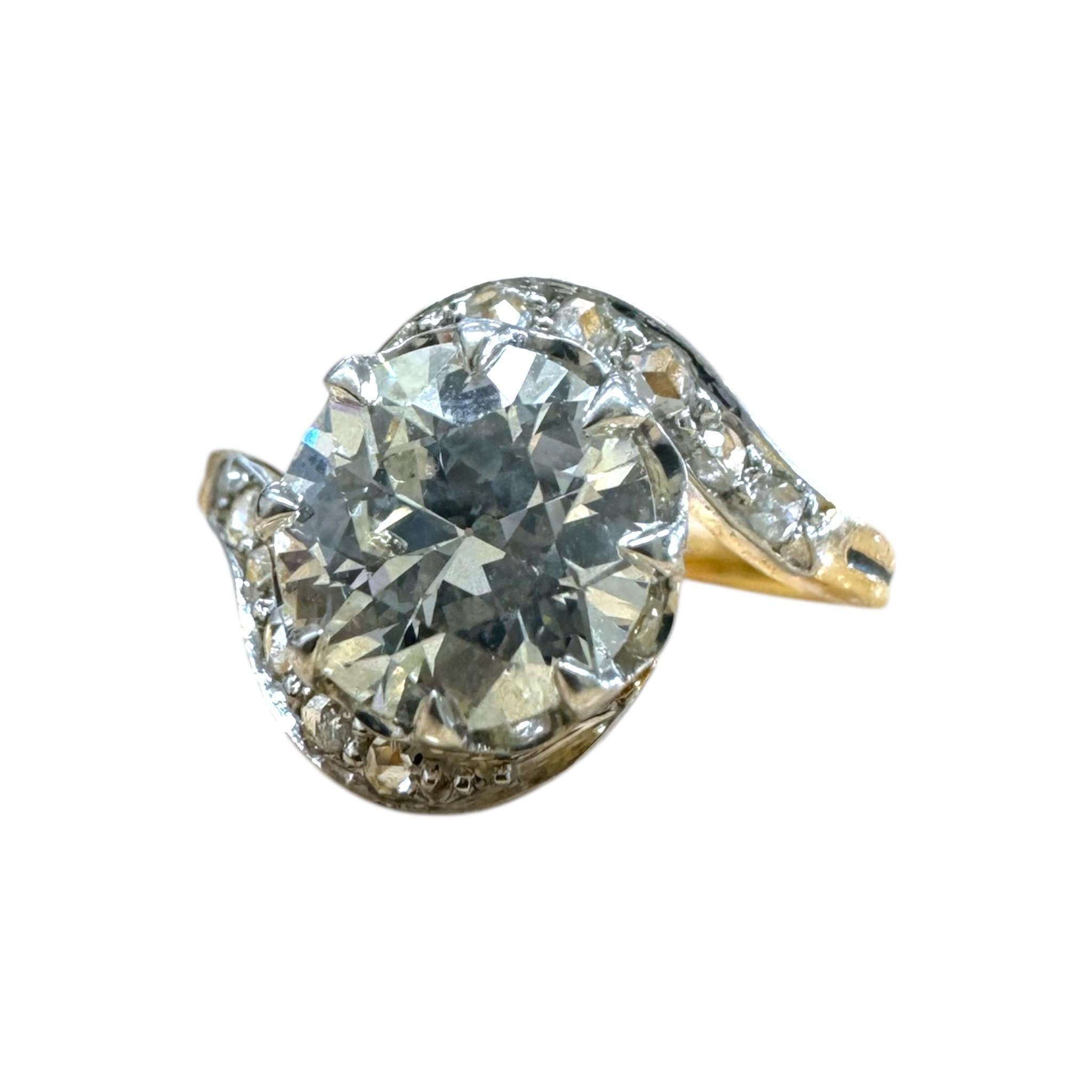 Vintage Art Nouveau Unique Diamond Engagement Ring For Sale 1
