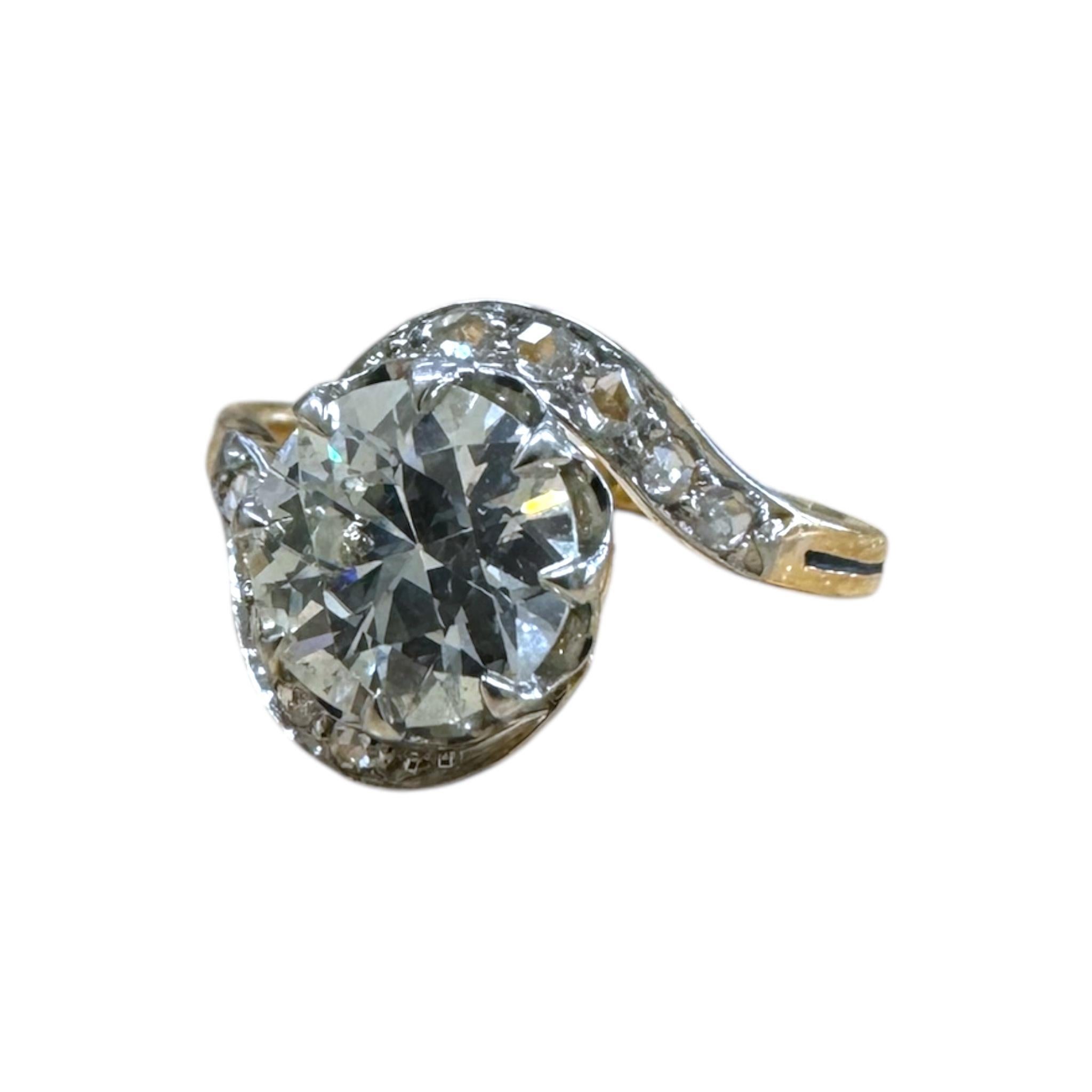 Vintage Art Nouveau Unique Diamond Engagement Ring For Sale 2
