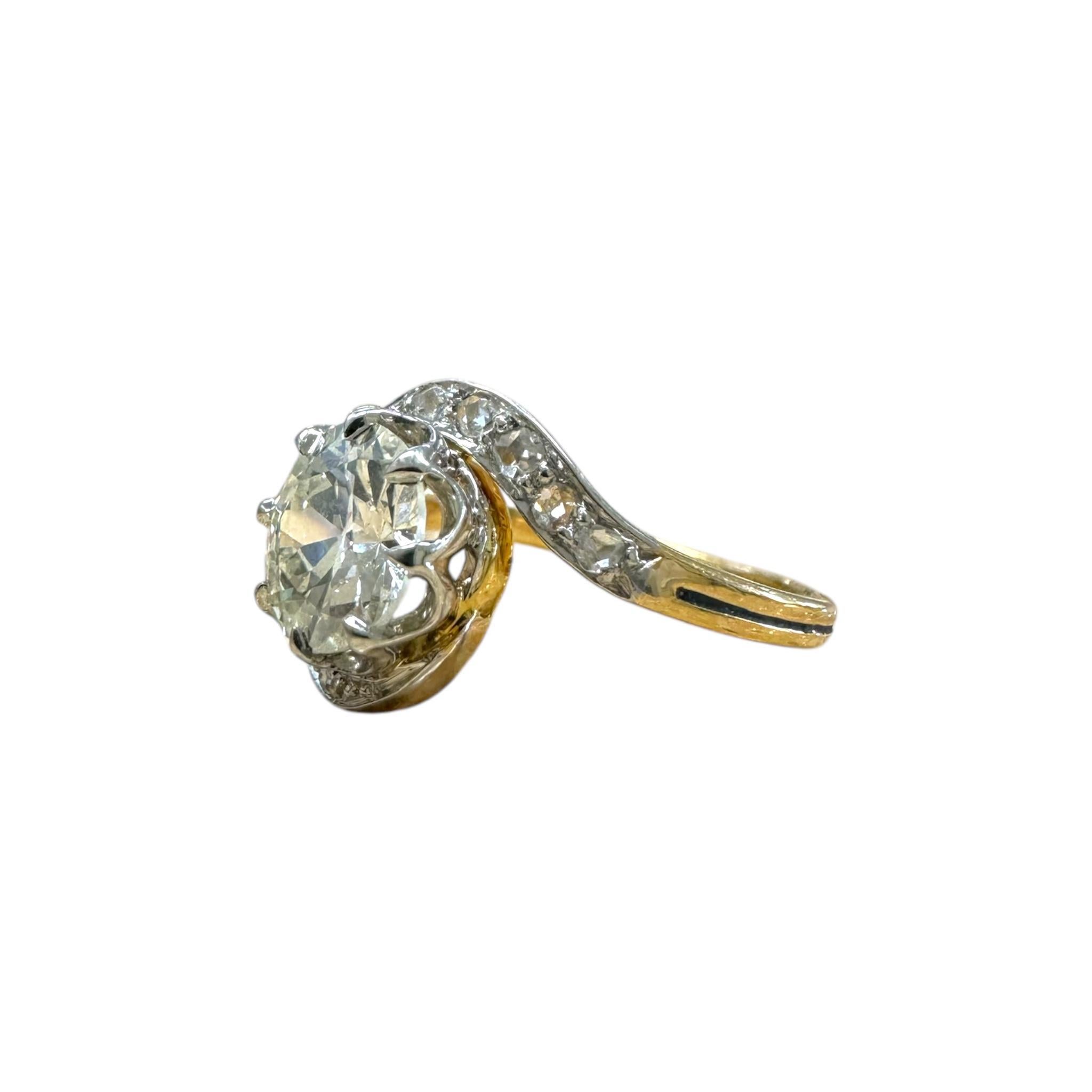 Vintage Art Nouveau Unique Diamond Engagement Ring For Sale 3