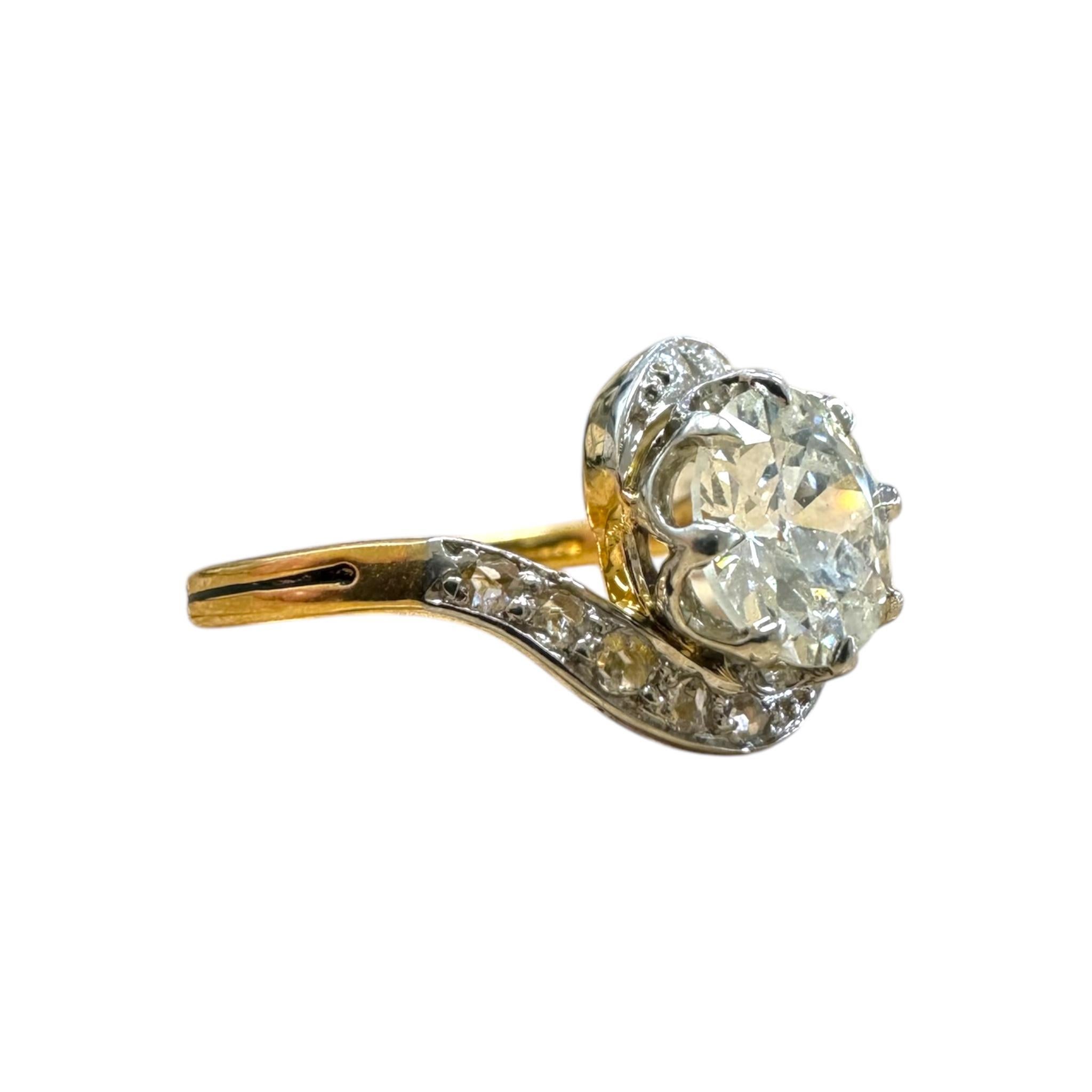 Vintage Art Nouveau Unique Diamond Engagement Ring For Sale 4