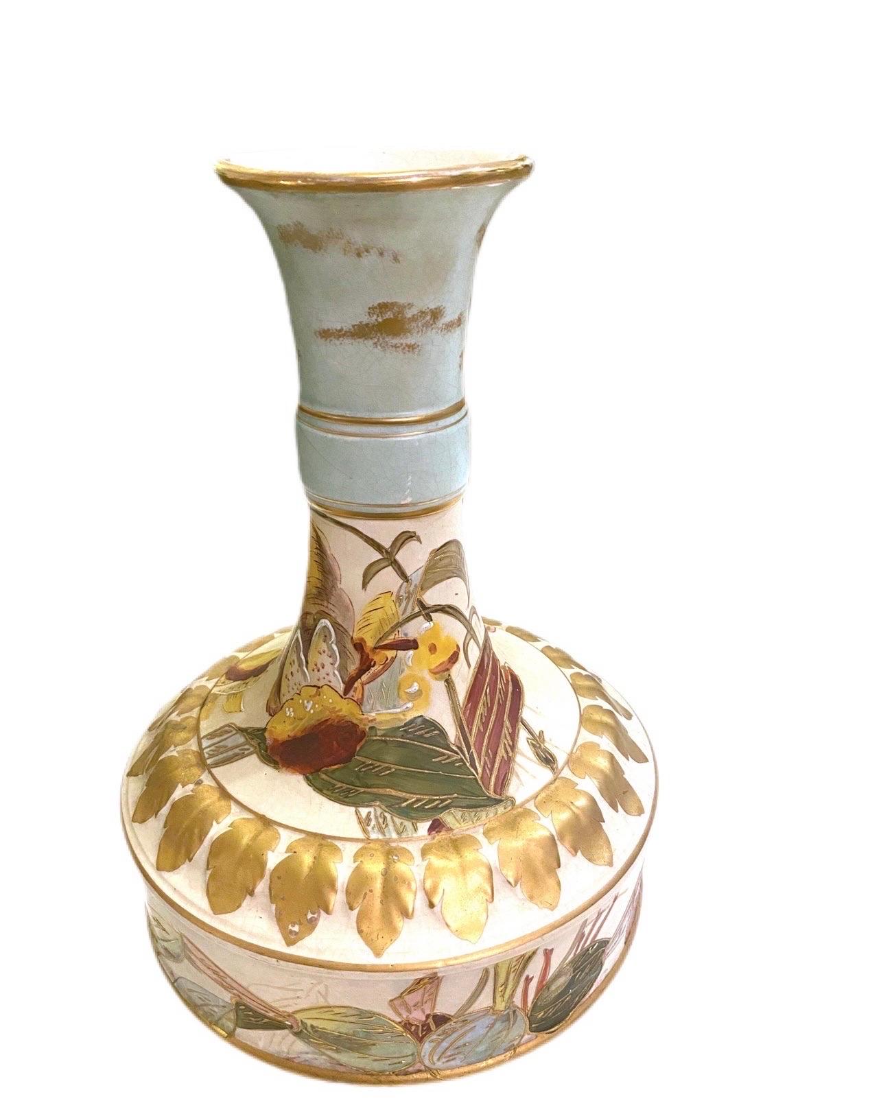 Ceramic Vintage art Nuevo Hand Painted Onions Vase For Sale