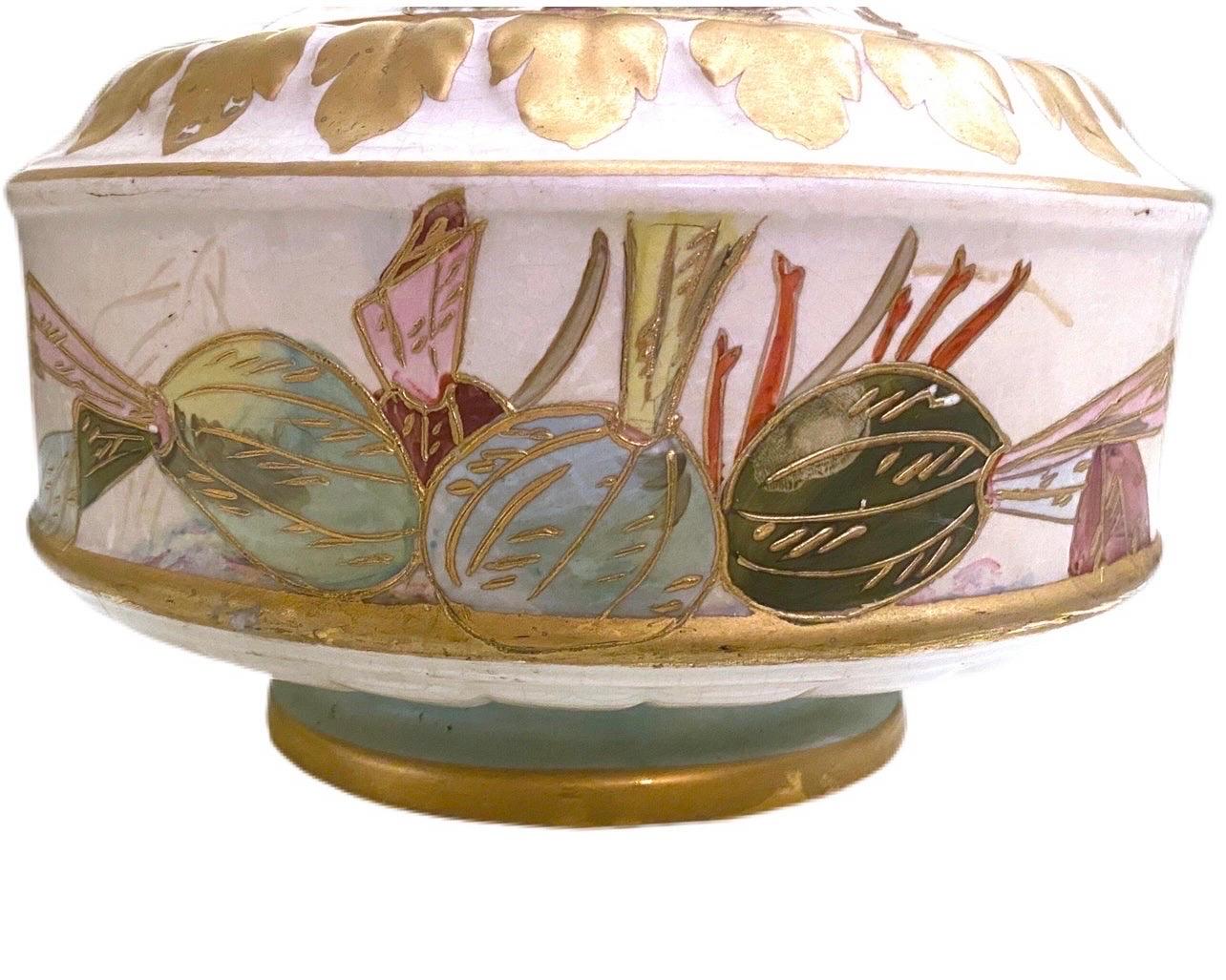 Vintage art Nuevo Hand Painted Onions Vase For Sale 2