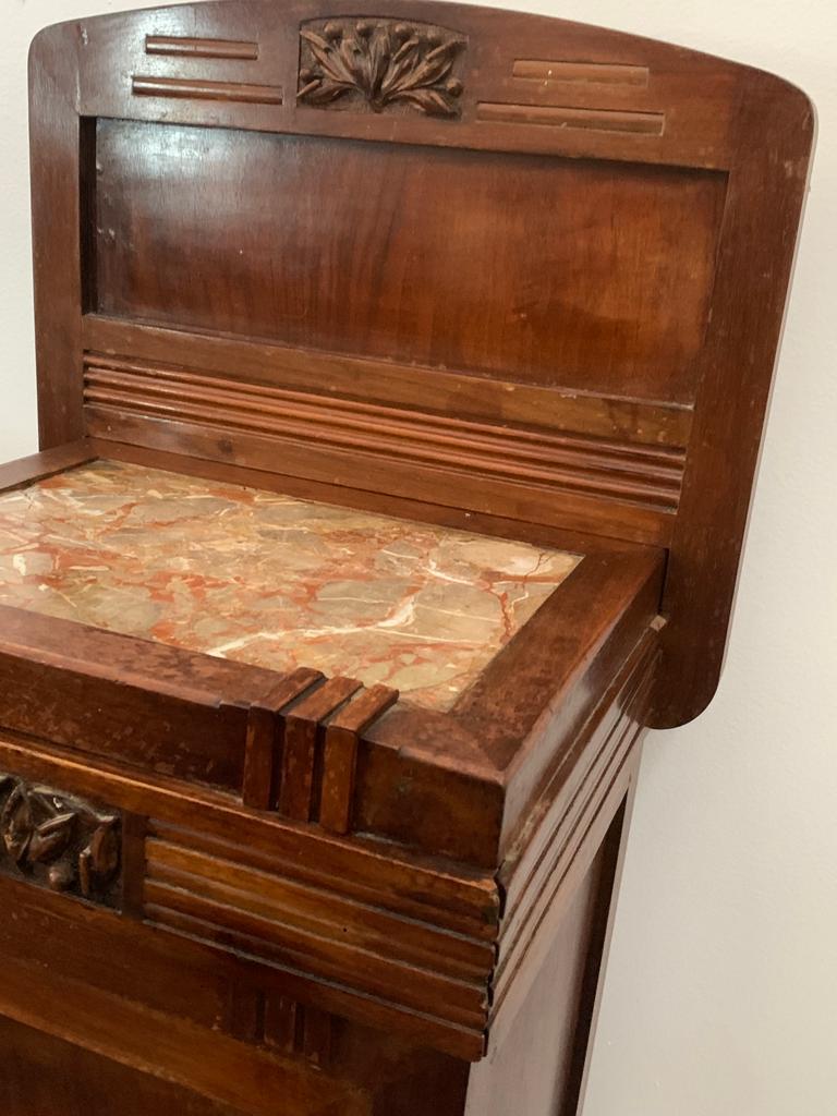 Marble Vintage Art Nuveau Bedside Tables in Cherry, Set of 2 For Sale