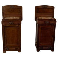Used Art Nuveau Bedside Tables in Cherry, Set of 2