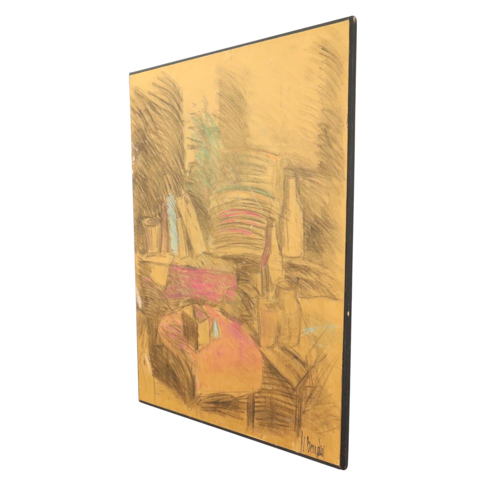 Vintage Art auf Holzteller XL Nele Boudry Ölpastell 93cm im Angebot 6