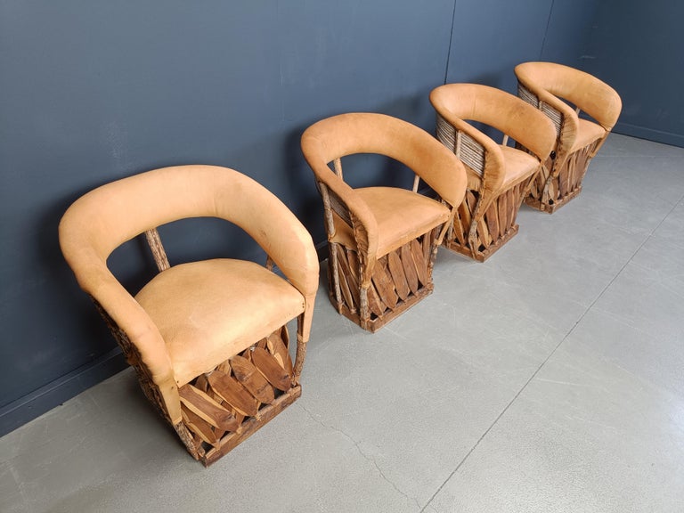 Vintage art populaire mexican dining chairs set of 6, 1970s For