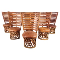Vintage art populaire mexican dining chairs set of 6, 1970s