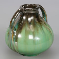 Vintage Art Pottery Mirrored Glaze Gourd Form Vase by Fulper, 20th Century