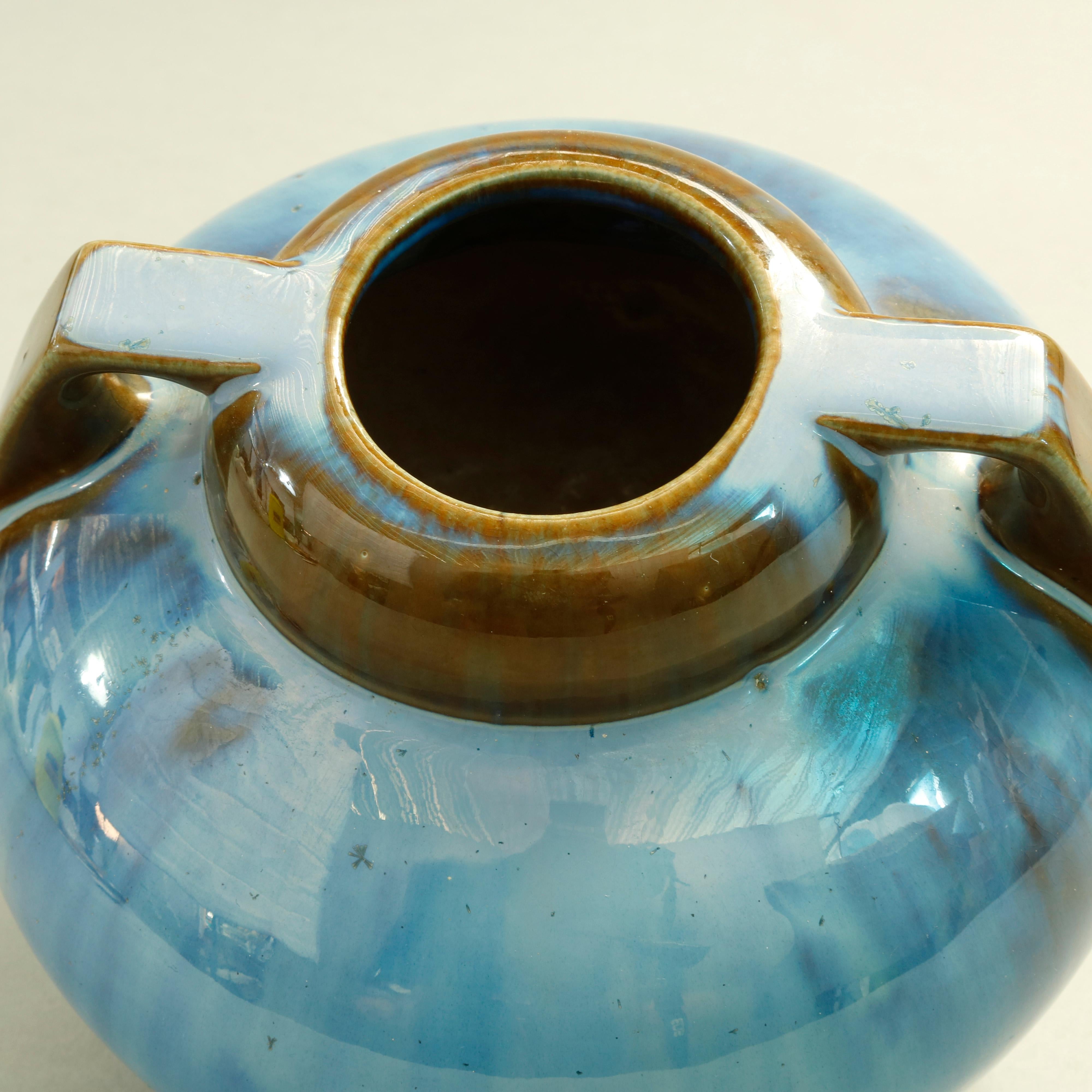 American Vintage Art Pottery Mirrored Glaze Gourd Form Vase by Fulper, 20th Century