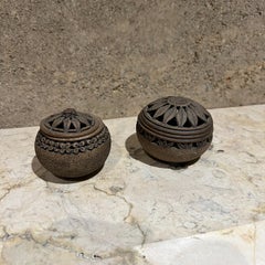 Vintage Art Pottery Sculptural Lidded Vessels signed