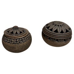 Vintage Art Pottery Sculptural Lidded Vessels signed