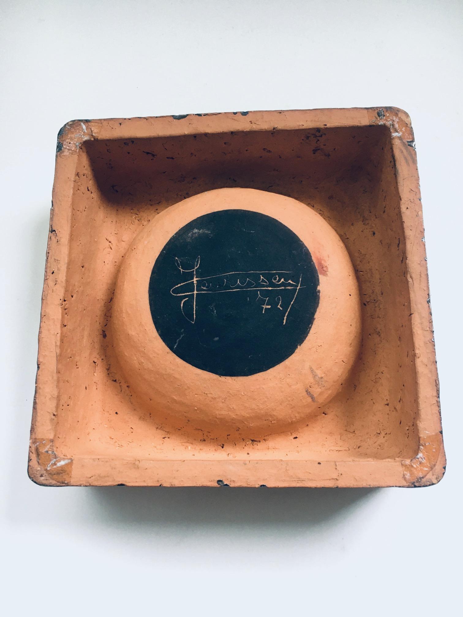 Ceramic Vintage Art Pottery Studio Handmade Vide Poche Bowl by Jeurissen, 1972 For Sale