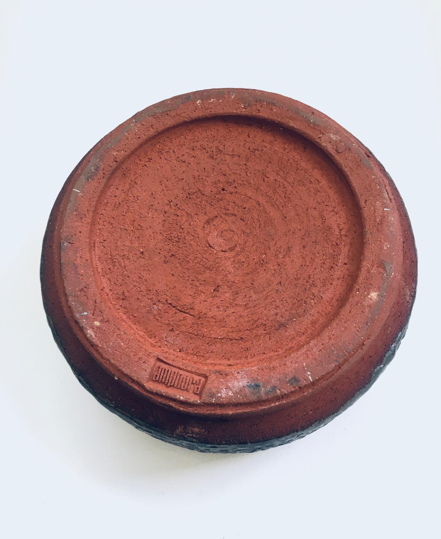 Vintage Art Pottery Studio Perignem Amphora Lidded Bowl, 1960's Belgium 3