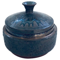 Vintage Art Pottery Studio Perignem Amphora Lidded Bowl, 1960's Belgium